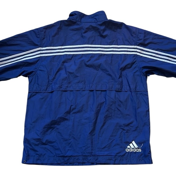 VTG 90’s Adidas Track Jacket Pullover Windbreaker Blue 3-Stripe Lined Medium - Picture 3 of 15